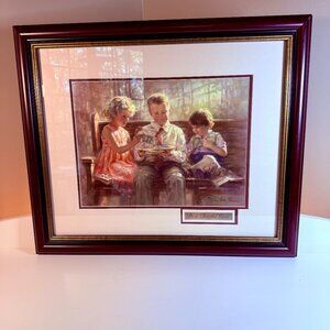 Signed Kathy Fincher Artwork "Be a Cheerful Giver" 25.5" x 21.5"